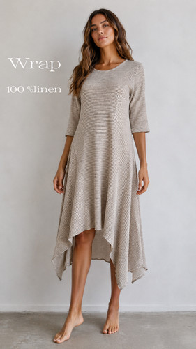 Wrap london linen striped boho - wrap,