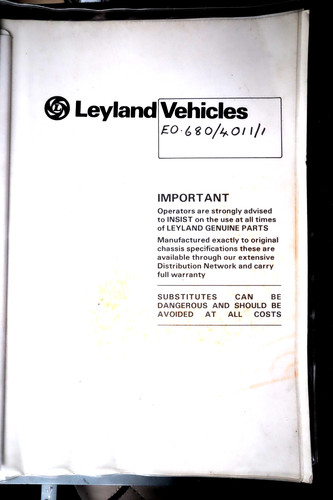 Leyland vehicles parts list - vehicles,