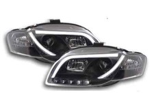 Black LED Lightbar DRL Devil Eye Projector Headlights for Audi A4 2005-2008 B7