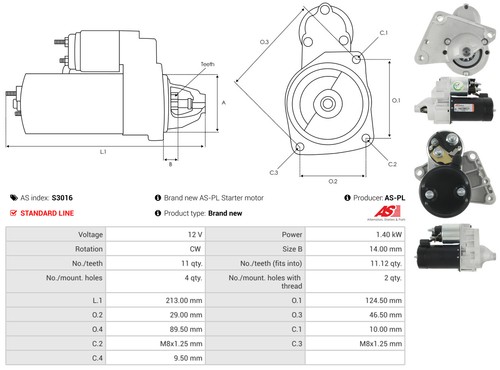 Fits s3016 starter - as-pl,