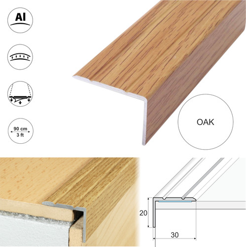 Aluminium stair nosing - aluminium, edge