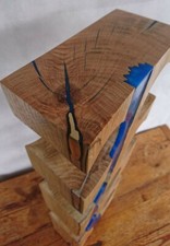 8 bottle handmade solid Oak wine rack. Resin and metal inlay, Interior Design