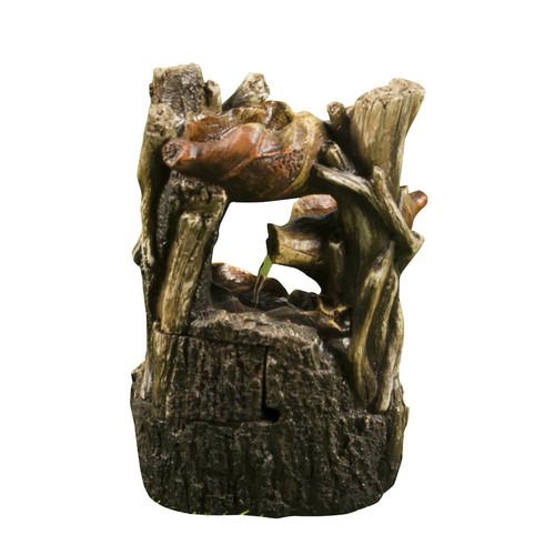 Tree trunk fountain - w/3, leaves
