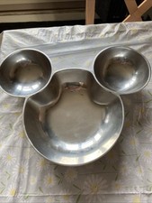 Vintage DISNEY MICKEY MOUSE Head Aluminum Serving Dish,Candy,Chip & Dip,15X12 In