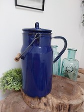 Blue Enamel Milk Churn, Kitchen Decoration, Blue Enamel