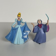 2x Disney Princess Figures Cinderella, Fairy Godmother BULLYLAND Bundle