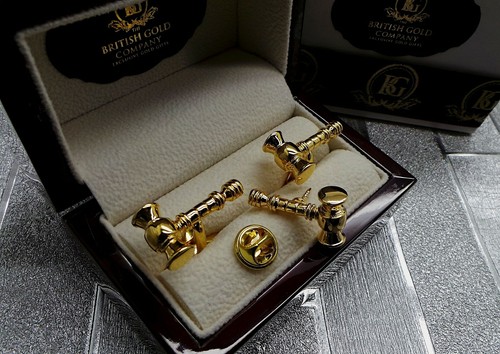 Gavel gold cufflinks - gavel, and