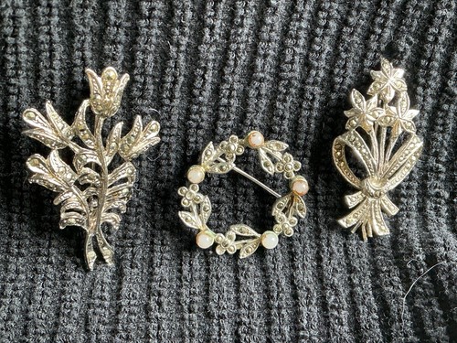 Vintage marcasite floral - vintage,