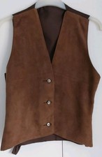 Vintage Brown Suede Waistcoat Womens Small Size Unbranded