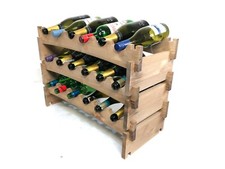Large Wooden Wine Rack Rustic 18 Bottle Holder Freestanding Home Bar (SRW)EM
