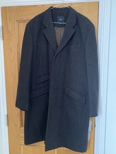 Men’s Jeff Banks Brown & Black Herringbone Wool Mix Coat, Size XL Chest 45-48in