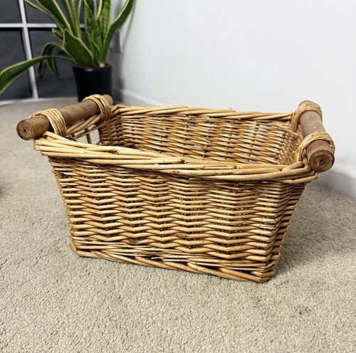 Vintage wicker storage basket - vintage,