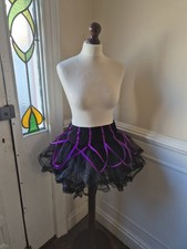 Living Dead Souls S Black Tulle Lace Low Rise Purple Ribbon Tutu Mini Skirt Emo