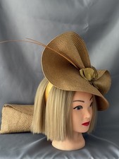 Stunning gold Fascinator and Matching Clutch Bag