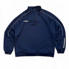 Men’s Navy Vintage Y2K Umbro Spell Out Quarter Zip Sweatshirt Large