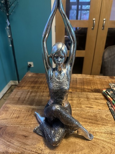 Silver coloured yoga figurine - silver,