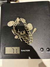 Vintage Solid Silver Charm Bracelet 71g