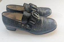 Orla Kiely Clarks Black Size 6.5 Alice Mock Croc Loafer with Buckle detail