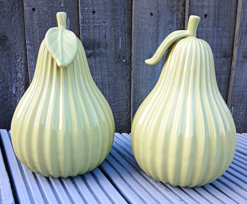 Cream ribbed pear ornament set - cream,
