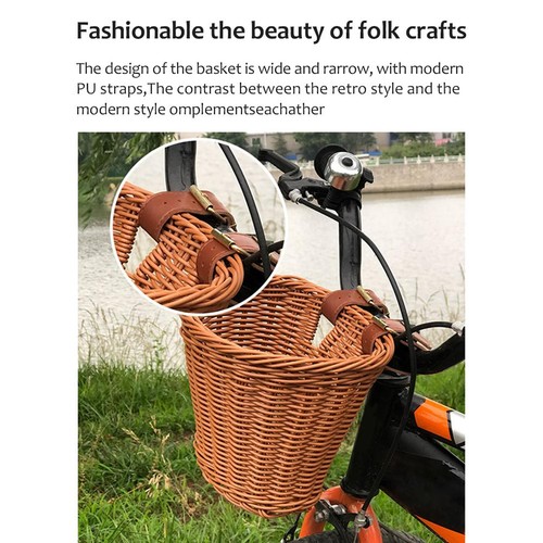 Bicycle rattan basket - rattan, brown