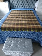 VTG HIGHLAND TWEEDS TARTAN CHECK ALL WOOL FRINGED TRAVEL RUG/THROW BLANKET VGC