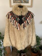 Zara Aztec Fringed Faux Fur Coat Jacket Embroidered Boho Bloggers Fav Rare M