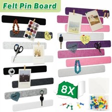 8Pcs Bulletin Board, Felt Pin Board Bar Strips for Walls with Pushpins