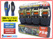 4 x Heavy Duty Ratchet Tie Down Straps 4.5 Metre x 25 mm Recovery Truck NEW 9-2