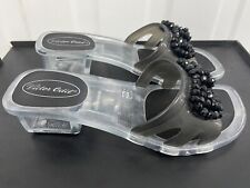 VICTOR ODIL Womens EU 39 UK 6 Black & Perspex Mid Heel Slip On Sandals Shoes