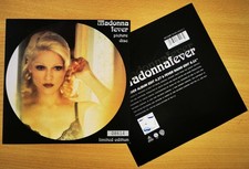 MADONNA DISPLAY CARD Fever UK Orig PROMO ONLY Picture Disc Insert (no disc) Mint