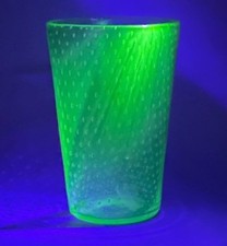 Uranium glass tumbler vase with bubbles, probably Webb 1930/40s