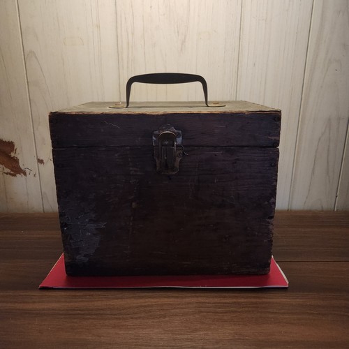 Old primitive wood tool box - wood,