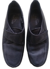 Fly Flot Ladies Black Leather Shoes Anatomic Comfort Fit UK 6 EU 39 Low Wedge