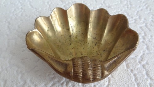 Vintage brass scallop shell - vintage,