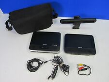 WORKING black PHILIPS TWIN PORTABLE DVD PLAYER CAR 7" DUAL kids PET7432/05
