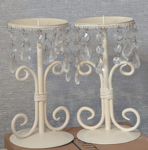 Cream metal candle holders - x,
