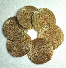 Set of 6 gold glass beaded