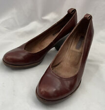 staccato shoes Size 4/37 Brown Leather Wooden Wedge Heel Slip On Womens