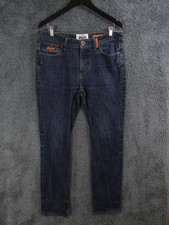 Superdry Jeans Mens W36 L34 Blue Denim Orange Dry Denim Skinny Tapered Zip Fly