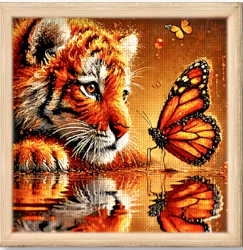 Tiger and butterfly stamped - tiger,