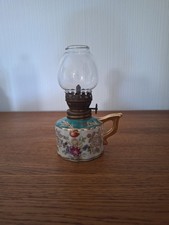 Vintage Mini Oil Lamp Flowers Pattern