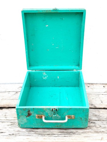 Vintage turquoise wooden tool - turquoise,