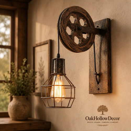 Pulley wall sconce - wall, industrial