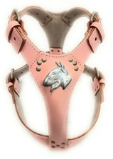 Baby Pink Leather Dog Harness