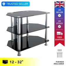 Glass TV Floor Stand Unit, Up To 32" TVs, Choice of Finishes, Glass Shelving