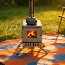 Wood burning stove camping log - camping,
