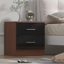 2 Drawer Bedside - Black Gloss