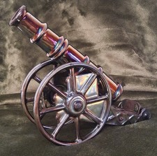 Decorative Wrought Iron Ceramic Glazed Large Cannon 21cm Long 2.239kg Fabulous!
