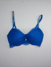 Victoria's Secret 32D Bra Very Sexy Push Up Blue Ombre Diamante Shine Strap Lace