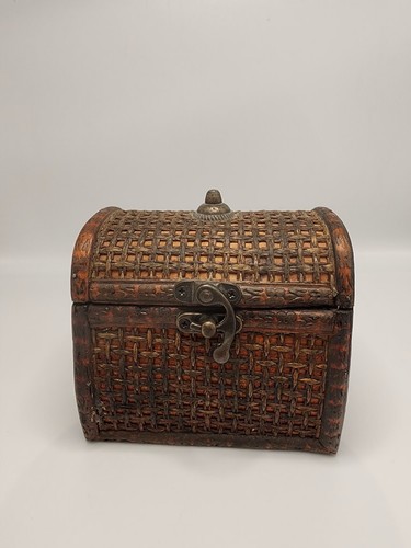 Vintage hinged wood wicker - vintage,